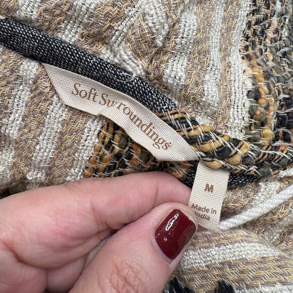 Soft Surroundings Size M Tunic Pullover Hoodie Striped Earthy Granola Beach Boho - Picture 5 of 16